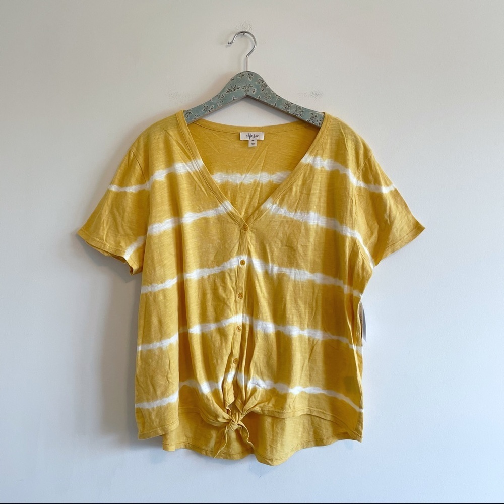 NWT Style & Co Tie-Dye Tie-Front Top